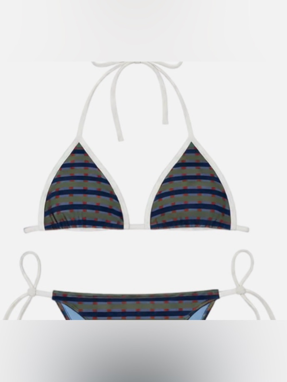 Solkissed Light Blue Triangle Bikini Top with White Trim